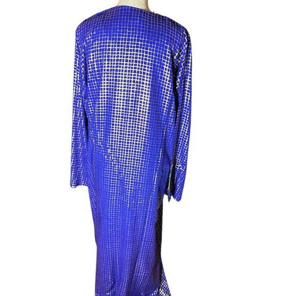 BNWT m.b.c Kaftan MooMoo Long Sleeve Iridescent Sequin Peacock Kaftan Dress OS - Picture 4 of 5